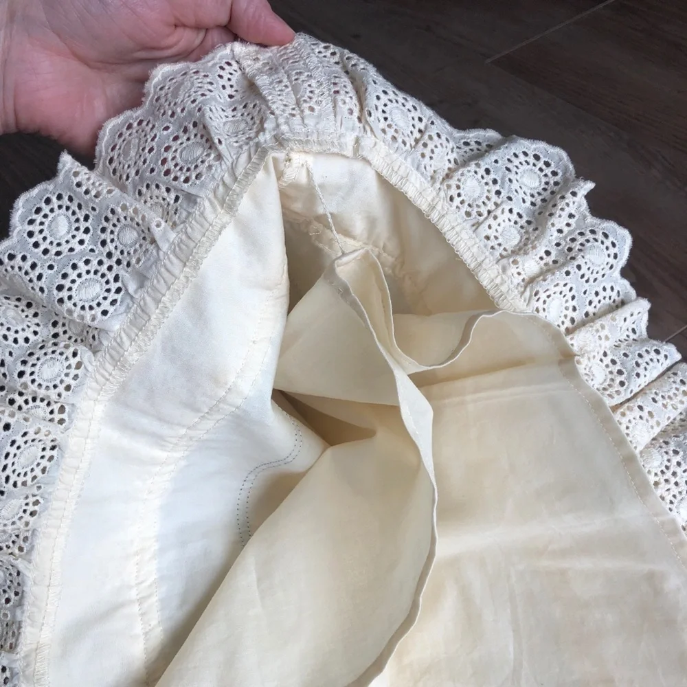 J. Crew Cream Midi Cotton Skirt Lace Ruffle and Velvet Trim Details 2006 - Picture 4 of 8
